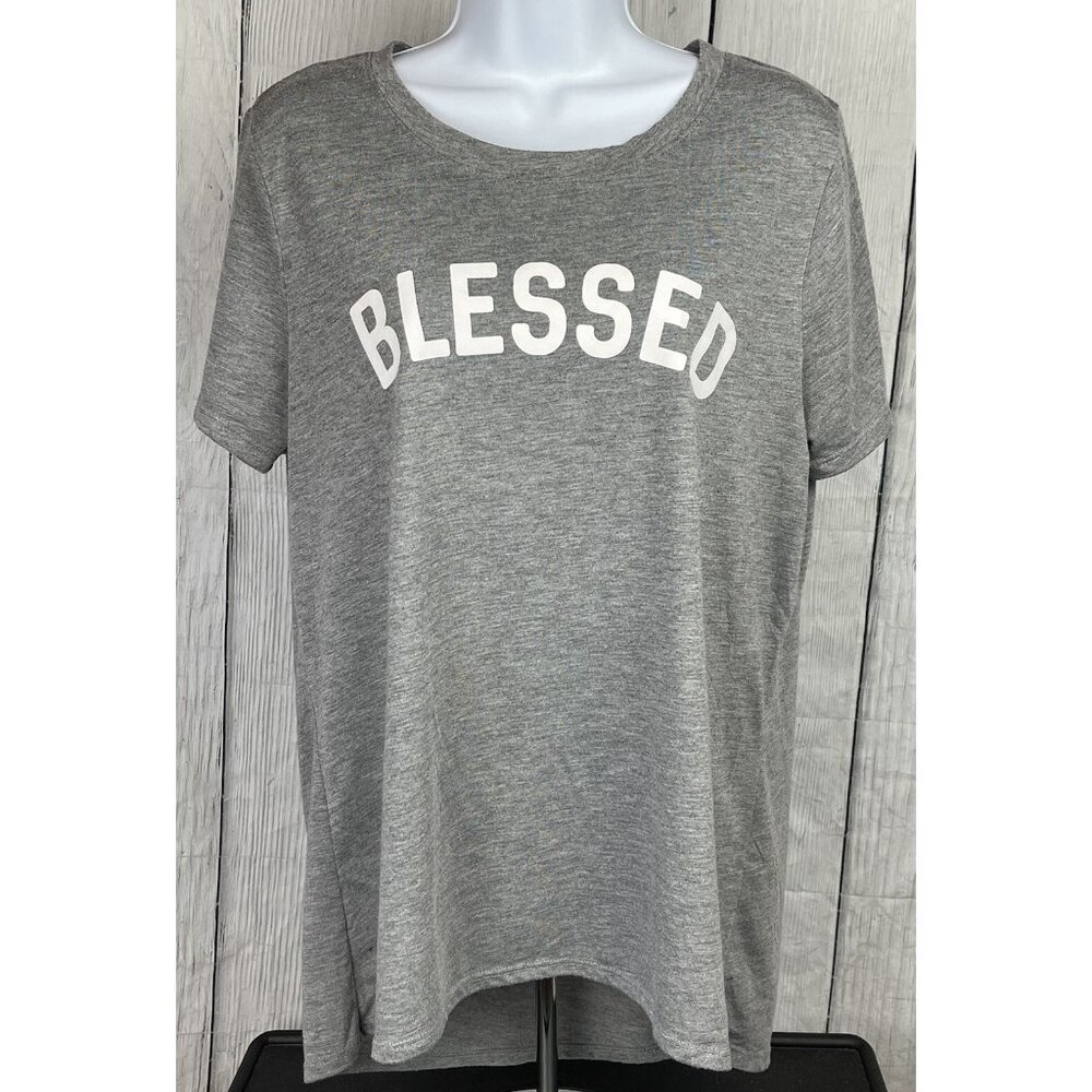 Modern Lux Womens XL Short Sleeve Gray "Blessed" T-Shirt